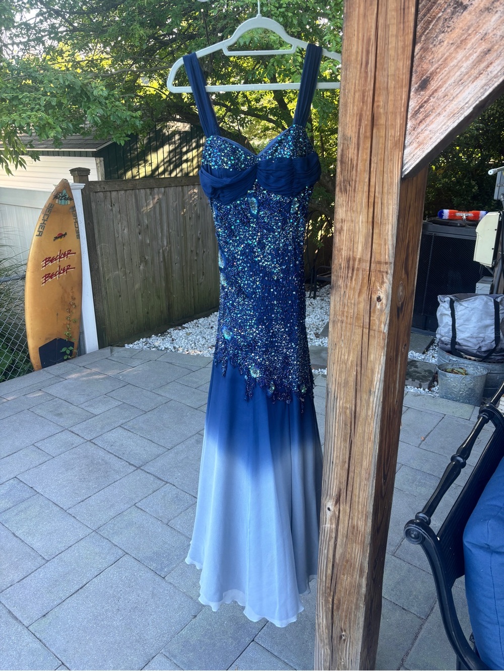 Navy Ombre Sequin Mermaid Prom Dress
